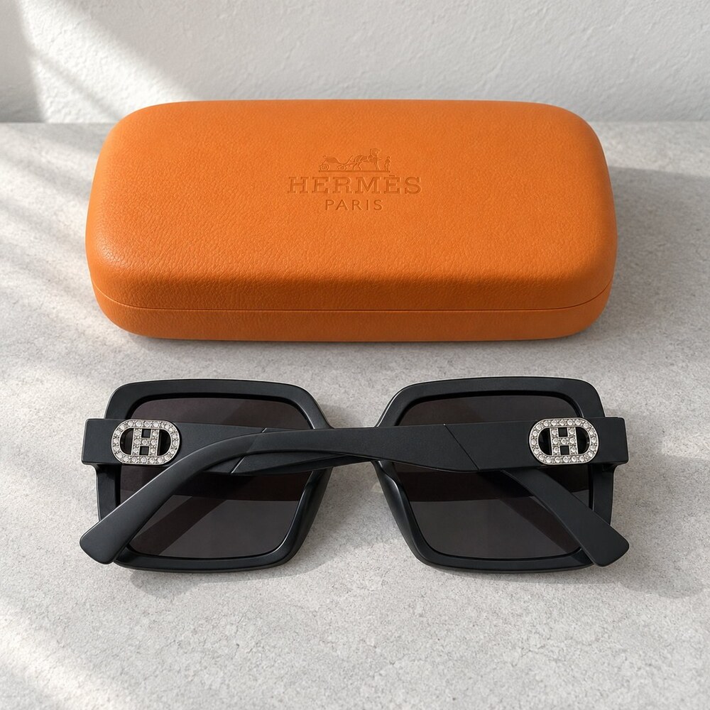 Hermes Matte Black H Square Sunglasses - Picture 6 of 6